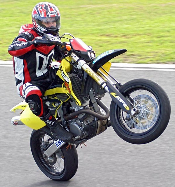 Trev has a long history with the DR-Z400E, including this very modified example at play on the change of direction at Wanneroo Raceway's Skyline