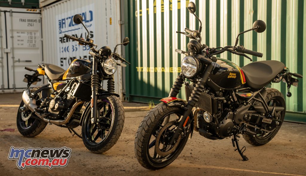 The Royal Enfield Guerrilla 450 in Yellow Ribbon and Playa Black